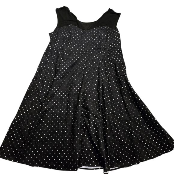Women's Torrid Dress Black White Polka Dot Flare Sheer Top Cotton Long Sz 26 - Picture 1 of 8